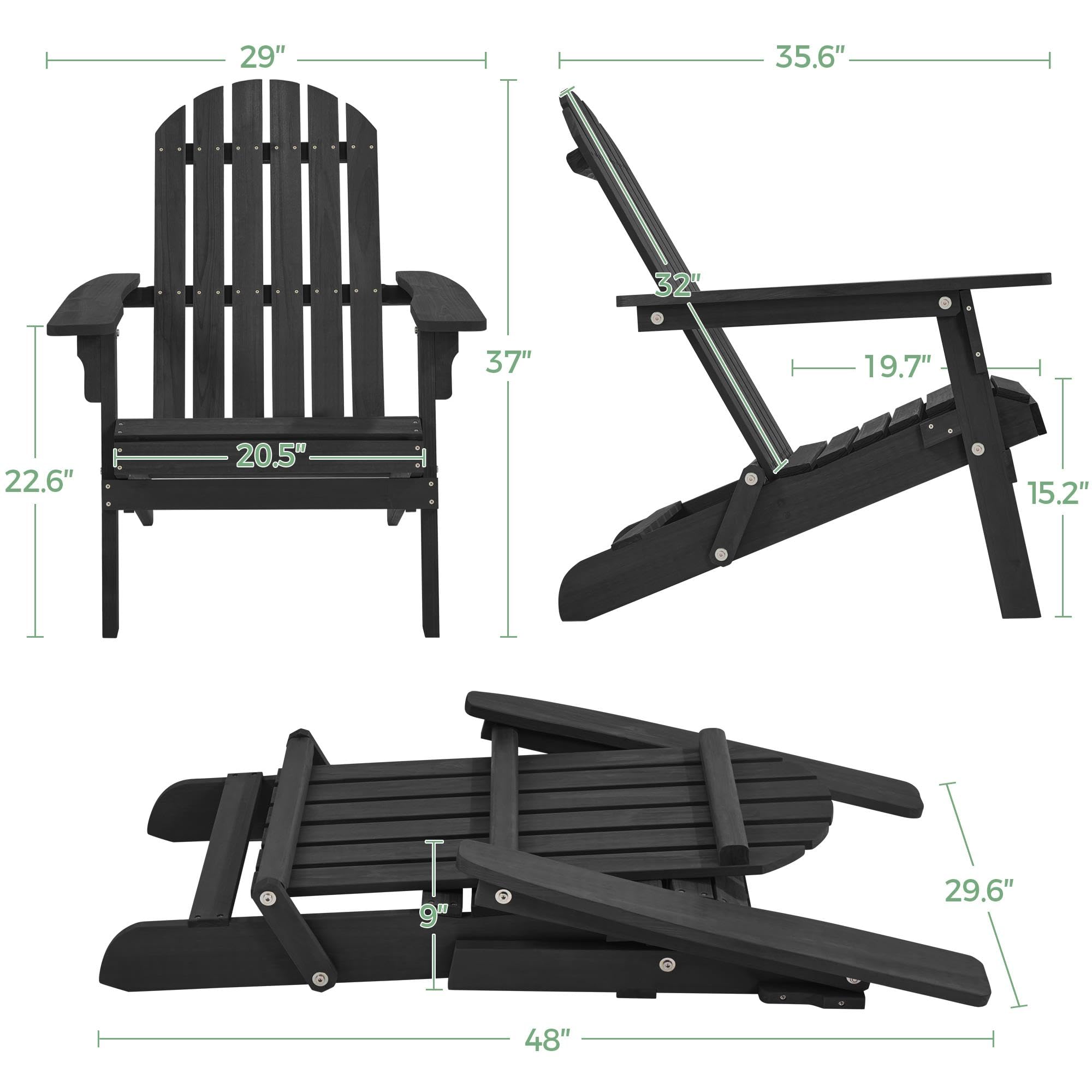 Amazon.com: Yaheetech Folding Adirondack Chair Set of 2 Outdoor